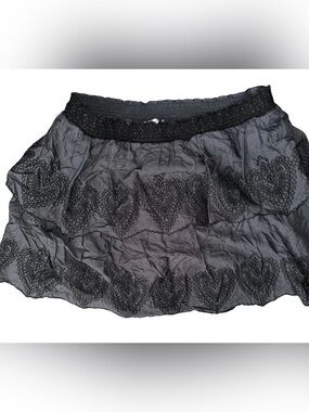 American Eagle Outfitters Black Heart Embroidered Mini Skirt NWT